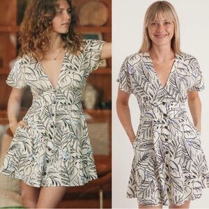 Marine Layer Camila Mini Dress Back White Foliage | S